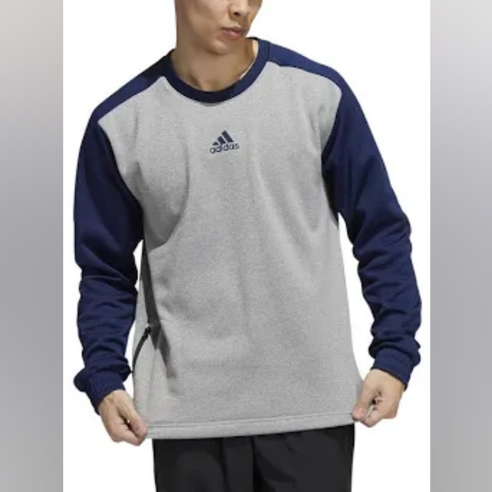 NWT Adidas Men's Team Navy Blue & Grey Crewneck Sweatshirt - Picture 1 of 6